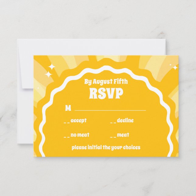 Cartão RSVP Casamento de Arca Amarela Amarela Amarela Solar Mo (Frente)