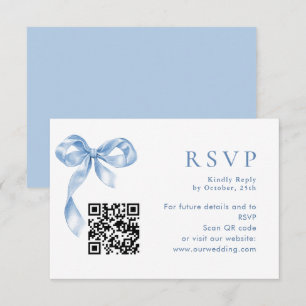 Cartão RSVP Casamento de Arco de Mão Azul Elegante Dusty