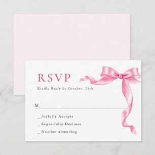 Cartão RSVP Casamento de Arco de Mão Rosa-Rosa-Elegante