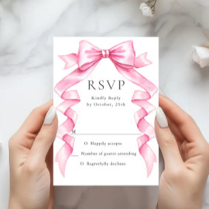 Cartão RSVP Casamento de Arco de Mão Rosa-Rosa-Elegante