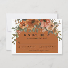 Cartão RSVP Casamento de Arco Floral Castanho Arroz Arroz Arro