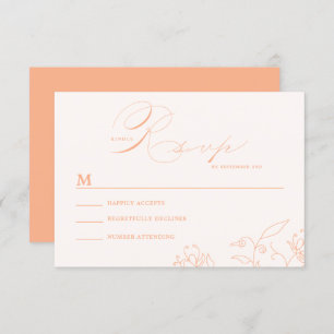 Cartão RSVP Casamento de Arte com Linha Floral Mínima