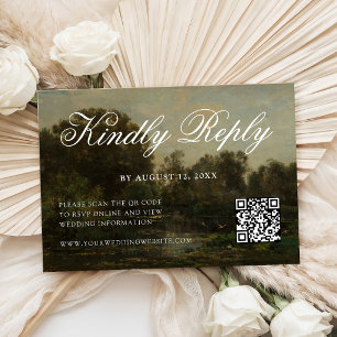 Cartão RSVP Casamento de Arte Fina Romântica