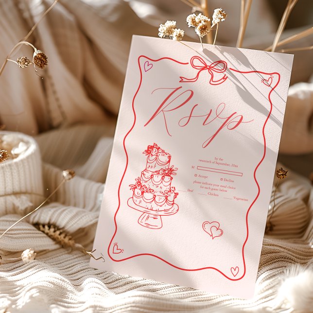 Cartão RSVP Casamento de Arte Retro-Porodle Whimsical (Criador carregado)
