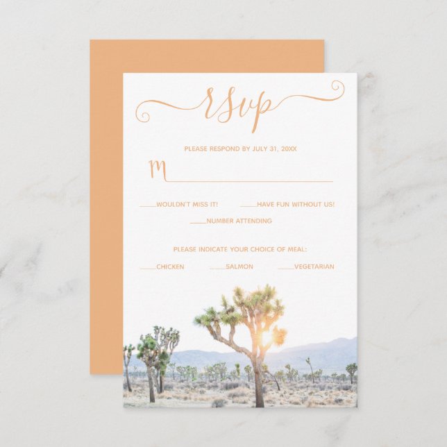 Cartão RSVP Casamento de Árvore de Joshua Personalizada Elegan (Frente/Verso)