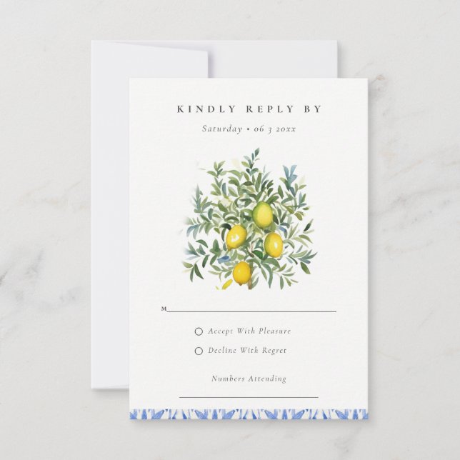 Cartão RSVP Casamento de Árvore de Limão Amarelo Boho-Marroqui (Frente)