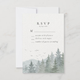 Cartão RSVP Casamento de Árvore Verde da Montanha Rustic Water