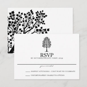 Cartão RSVP Casamento de Aspen Preto e Branco