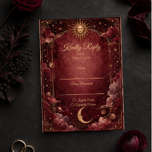 Cartão RSVP Casamento de Astrologia Celestial Temperamental
