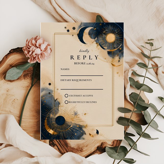 Cartão RSVP Casamento de Astrologia Sombria (Criador carregado)