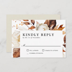 Cartão RSVP Casamento de Autumn Rustic Boho Blooms Encantado