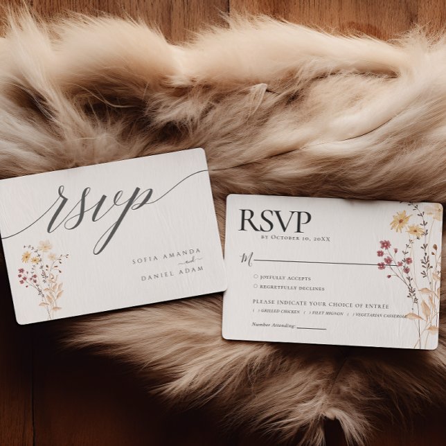 Cartão RSVP Casamento de Autumn Watercolor (Criador carregado)