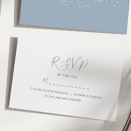 Cartão RSVP Casamento de Azul Mínimo Dusty
