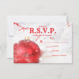 Cartão RSVP Casamento de Balas de Natal coberto pela neve