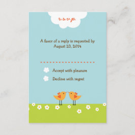 Cartão RSVP Casamento De Belas Pássaros Com Amor (Dia)