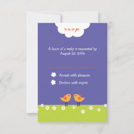 Cartão RSVP Casamento De Belas Pássaros Com Amor (Noite)