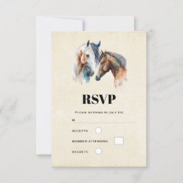 Cartão RSVP Casamento de Belos Cavalos do Estilo Boho Ocidenta