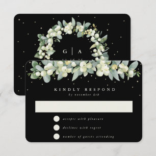 Cartão RSVP Casamento de Black Snowberry+Eucalyptus Garland