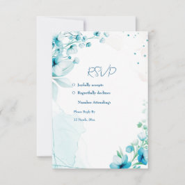 Cartão RSVP Casamento de Blossom Azul e Breeze
