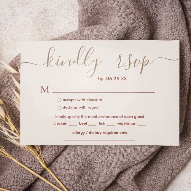 Cartão RSVP Casamento De Boho Com Script Elegante E Escolha De (Criador carregado)