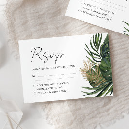 Cartão RSVP Casamento de Boho de Verão Botânico tropical
