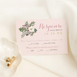 Cartão RSVP Casamento de Boho Floral rosa cor-de-rosa