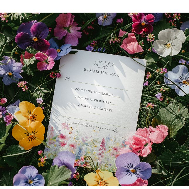 Cartão RSVP Casamento de Boho Moderno com Aquarela de Flor de  (Criador carregado)