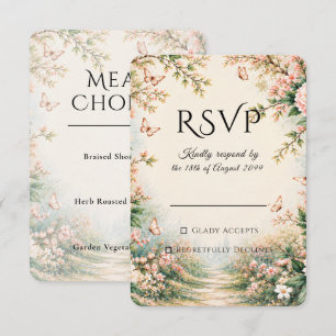Cartão RSVP Casamento de Borboleta de Flor Silvestre do Jardim