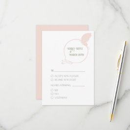 Cartão RSVP Casamento de Borboleta Nouveau, Arte Nouveau Rosa