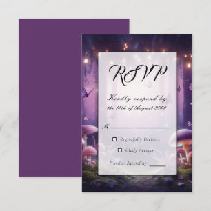 Cartão RSVP Casamento de Borboletas Roxas e Céus Ingleses