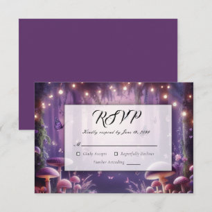 Cartão RSVP Casamento de Borboletas Roxas e Céus Ingleses