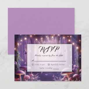 Cartão RSVP Casamento de Borboletas Roxas e Céus Ingleses