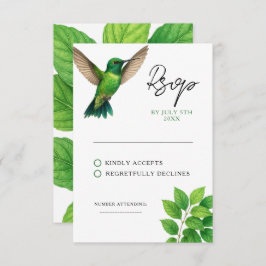 Cartão RSVP Casamento de Borda Botânica de Leafy-Leafy Green H
