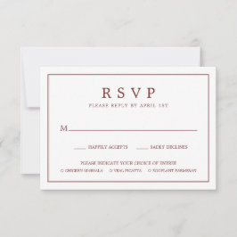 Cartão RSVP Casamento de Borda Simples Escolha de Refeições