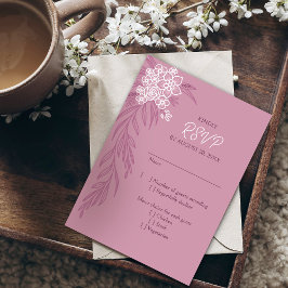 Cartão RSVP Casamento de Borgonha com Rosa de Borboleta Floral