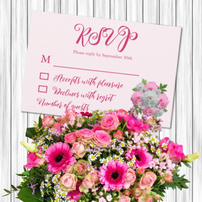 Cartão RSVP Casamento de Buquê de Peony (Criador carregado)