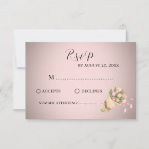 Cartão RSVP Casamento de Buquê de Tulipas Rosa Elegante na mod