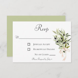 Cartão RSVP Casamento de Buquês de Branch de Oliva