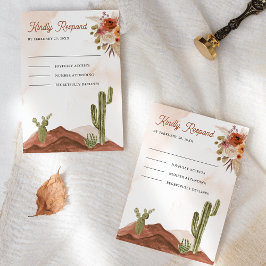 Cartão RSVP Casamento de Cacto no Deserto de Terracota Floral