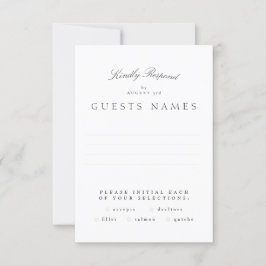 Cartão RSVP Casamento de Caligrafia Branca de Cinzas Clássicas