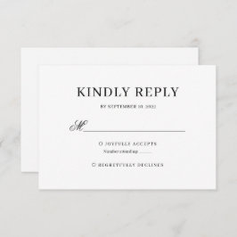 Cartão RSVP Casamento De Caligrafia Clássica Negra E Branca Rs