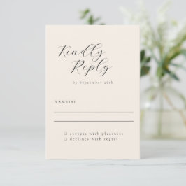 Cartão RSVP Casamento de Caligrafia de Ivory Minimalista Elega