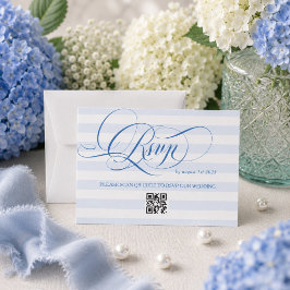 Cartão RSVP Casamento de Caligrafia de Luxo Minimal Azul