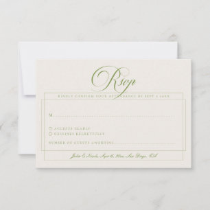 Cartão RSVP Casamento de Caligrafia de Marfim Preto Clássico