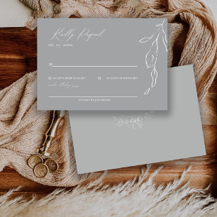 Cartão RSVP Casamento de Caligrafia Floral Minimalista Moderna