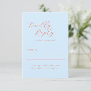Cartão RSVP Casamento de Caligrafia Laranja Azul Minimalista E