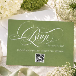 Cartão RSVP Casamento de Caligrafia Luxo Verde