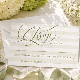 Cartão RSVP Casamento de Caligrafia Luxo Verde