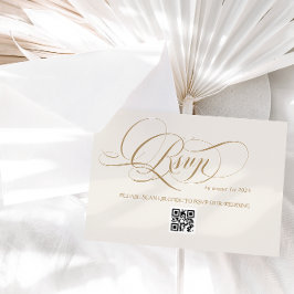 Cartão RSVP Casamento de Caligrafia Minimalista Marfim