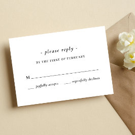 Cartão RSVP Casamento de Caligrafia Preto e Branco